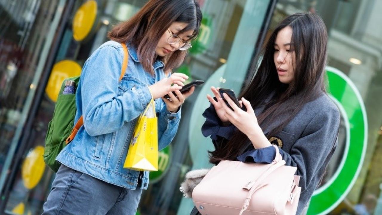 Two data collectors with mobile devices