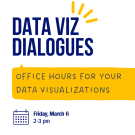 Graphic promoting "Data Viz Dialogues" with charts and a lightbulb icon, details below.